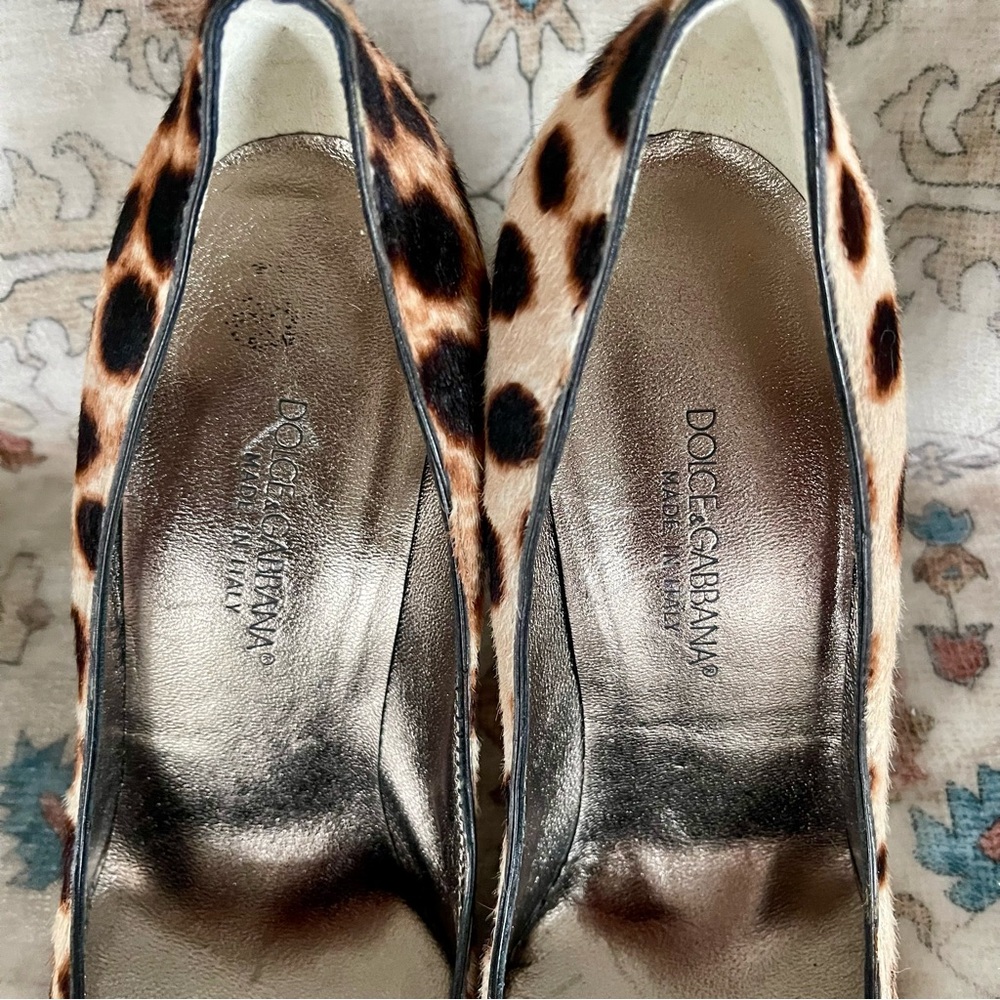 Dolce & Gabbana Y2K 2000’s Leopard Print Pony Chepardo Square Toe Heels - Picture 7 of 14